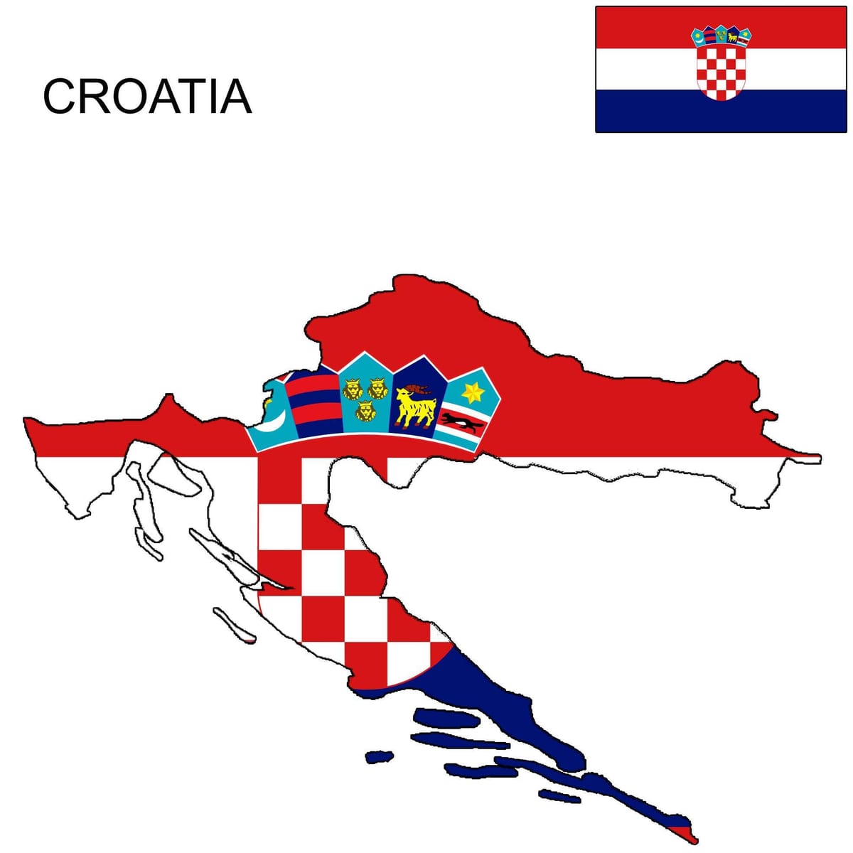 chorvátsko mapa vlajka