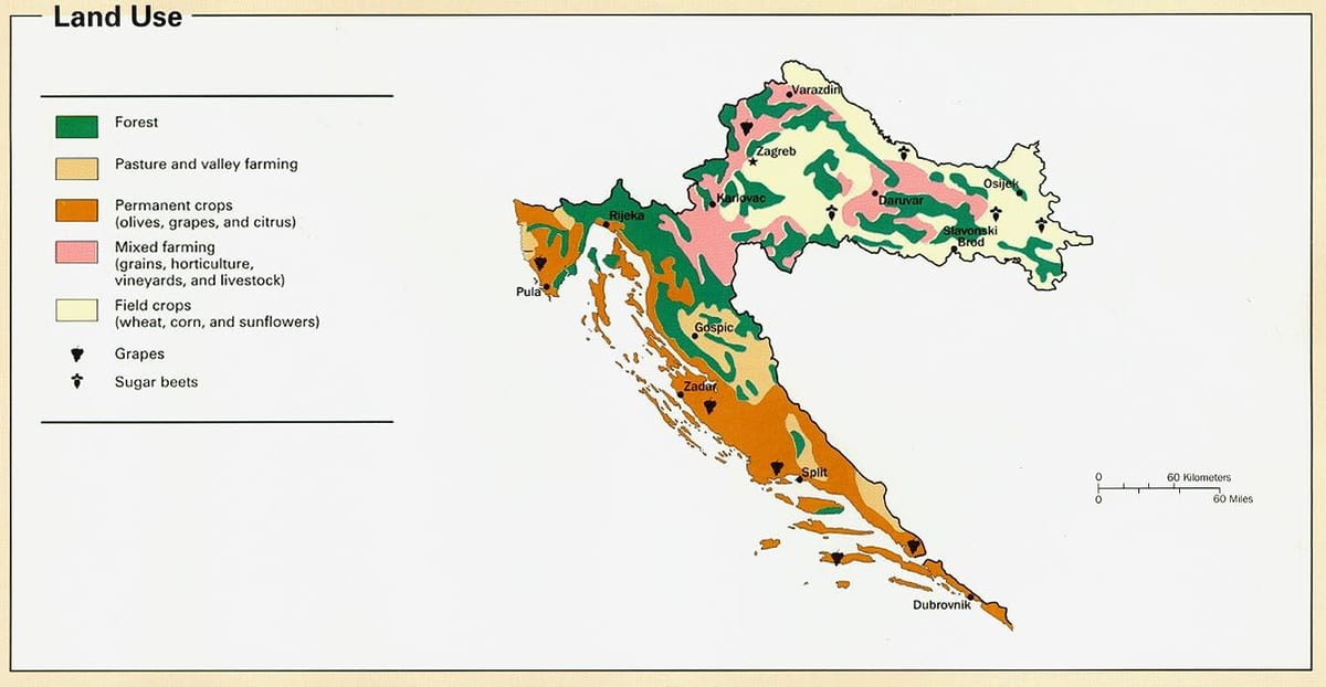 mapa chorvátska klímy