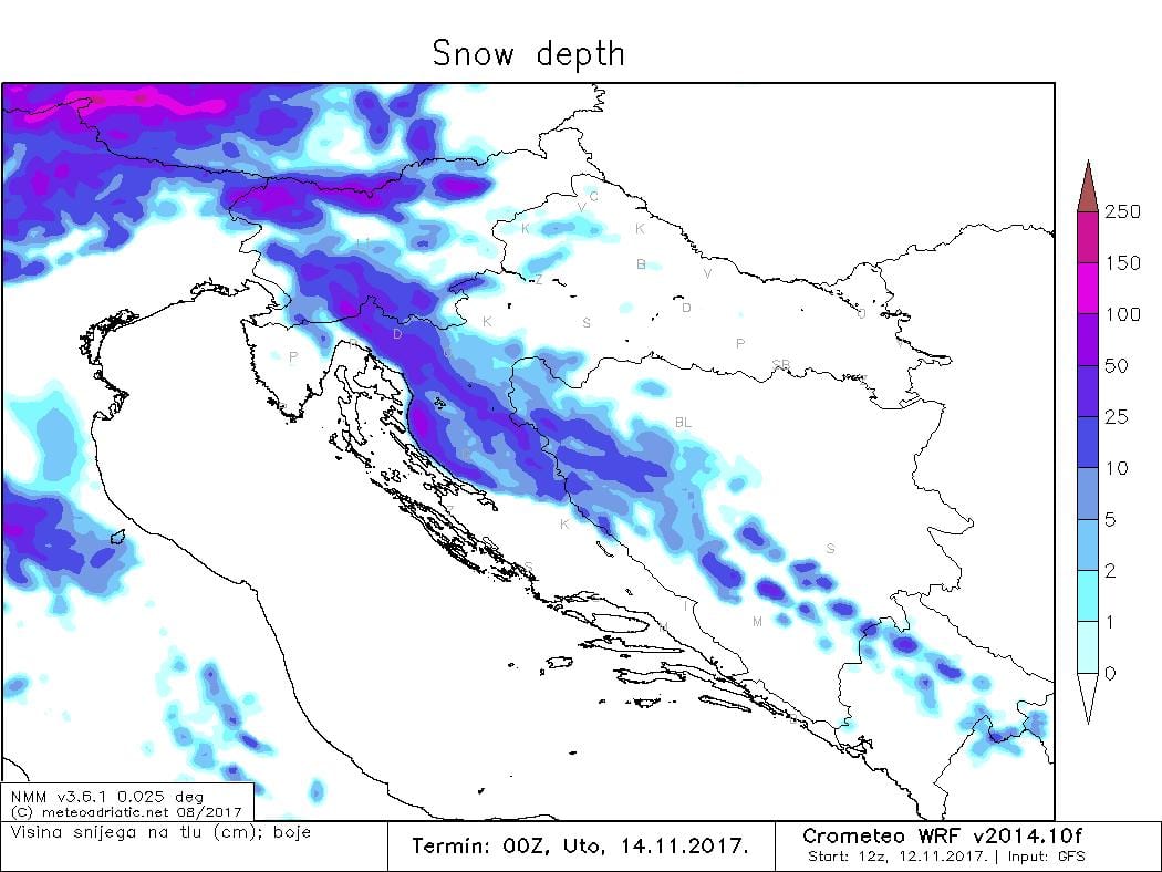 mapa chorvátska radar