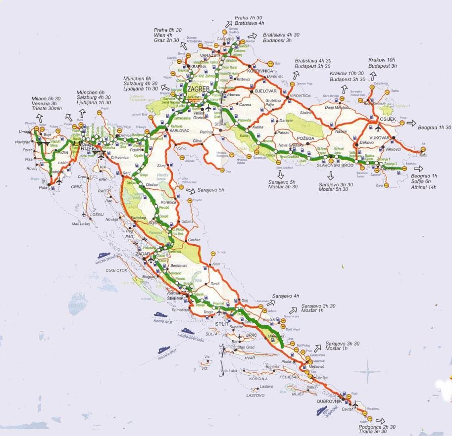 mapa chorvátska výlet