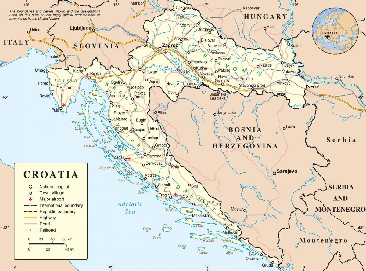 vodičské mapa chorvátsko