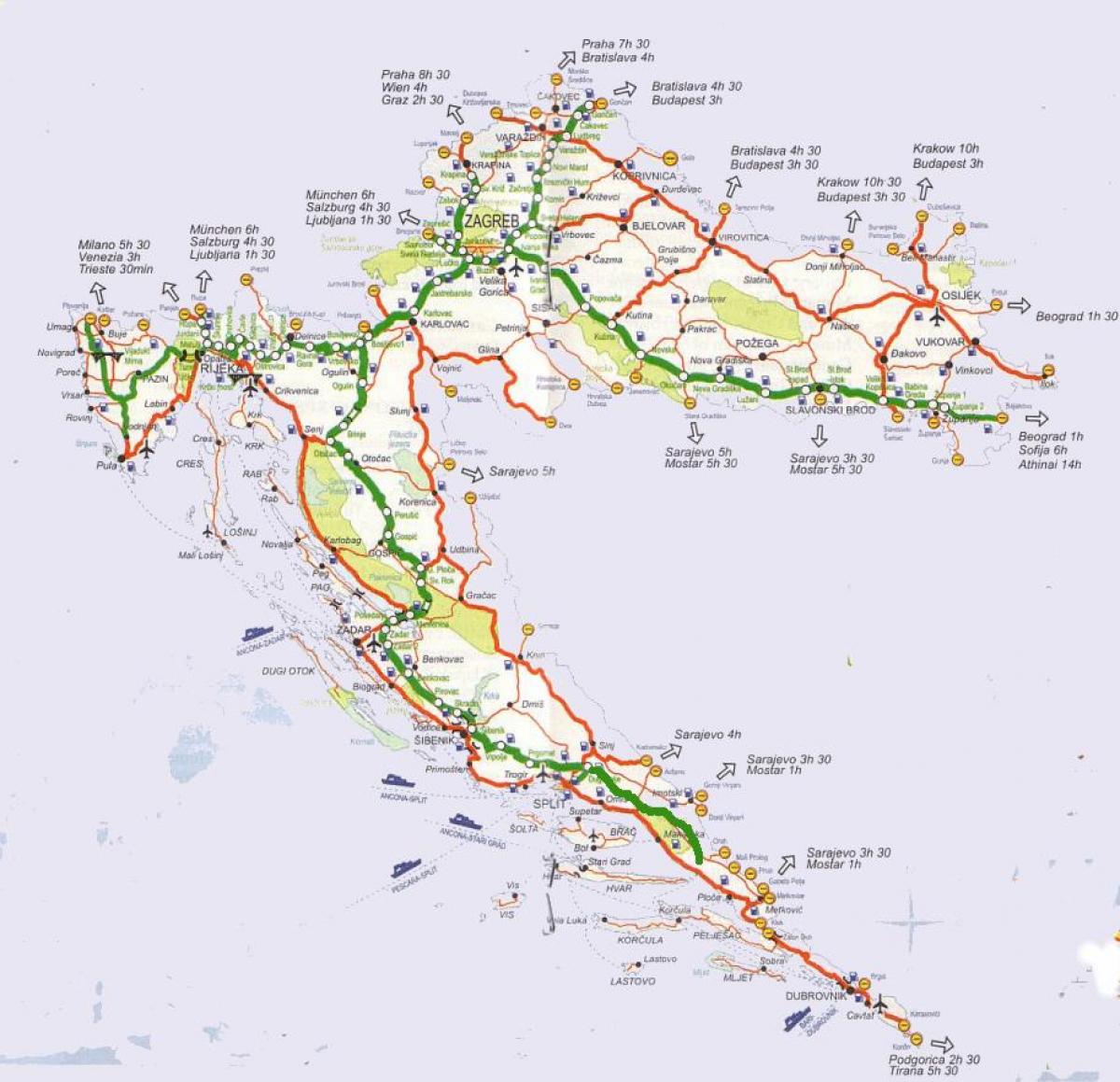 podrobné cestná mapa chorvátsko