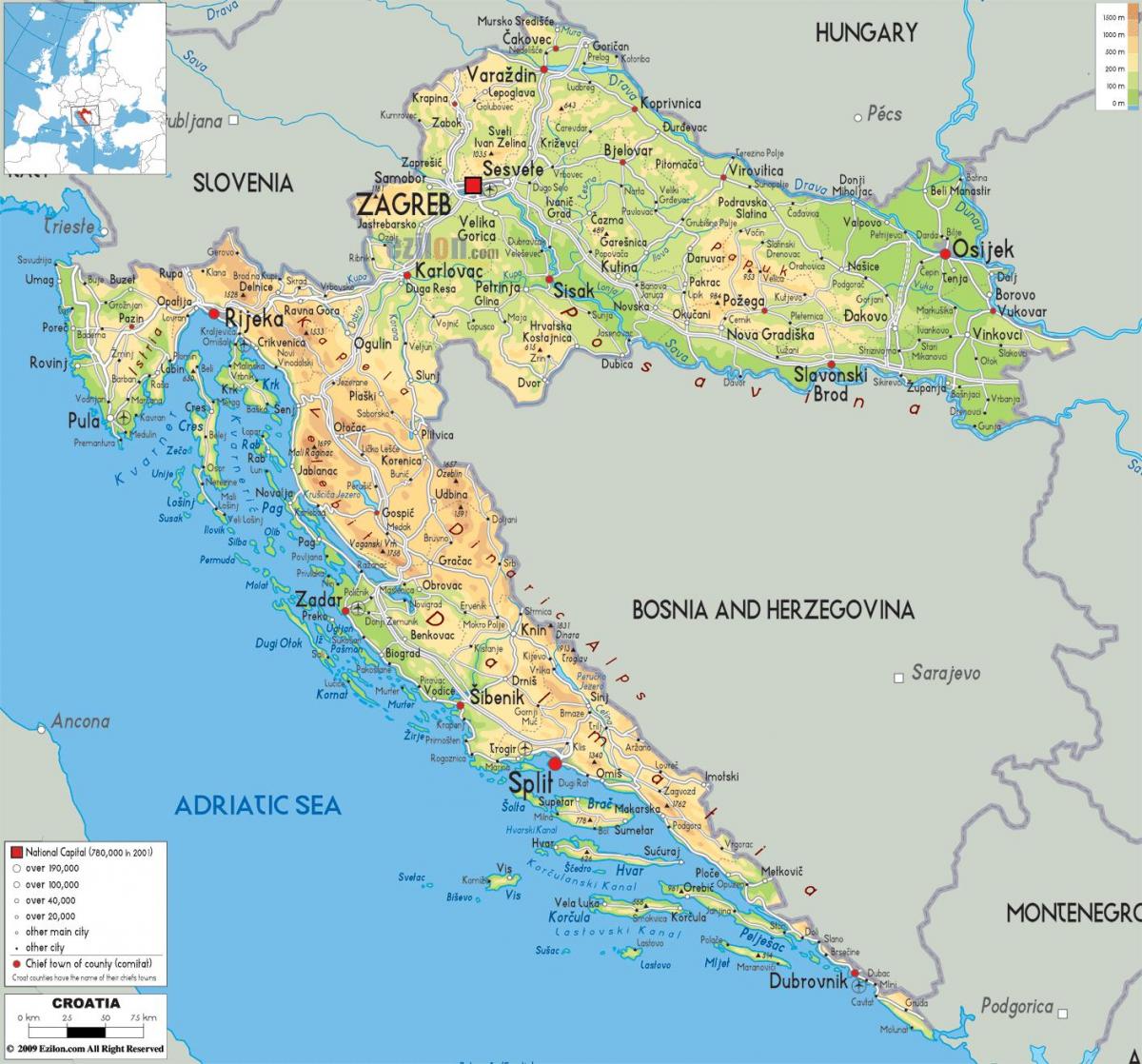 chorvátsko v mapu