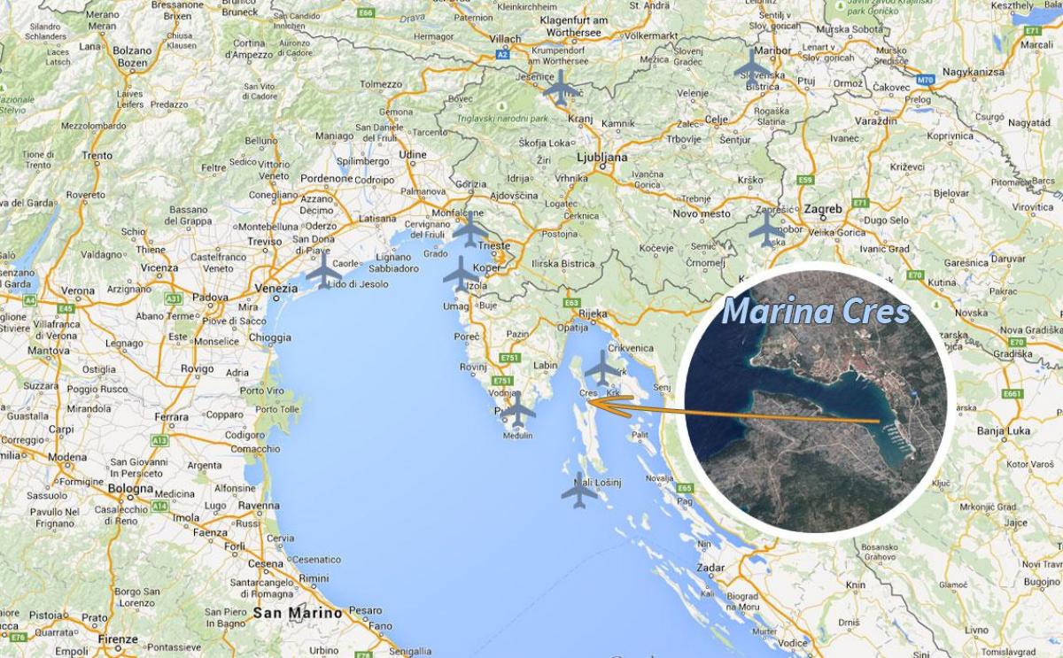 cres mapa chorvátsko