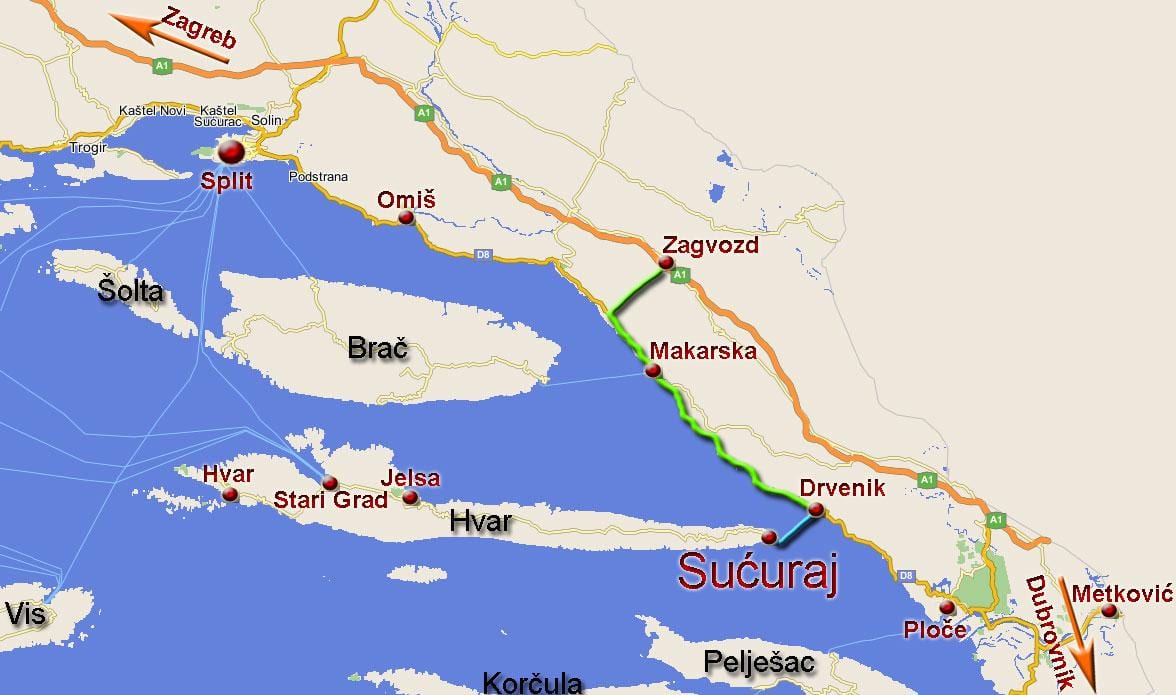 mapa omiš chorvátsko