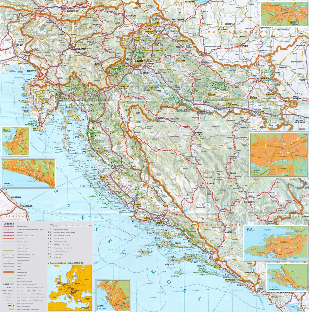 hlavné mesto chorvátska mapu