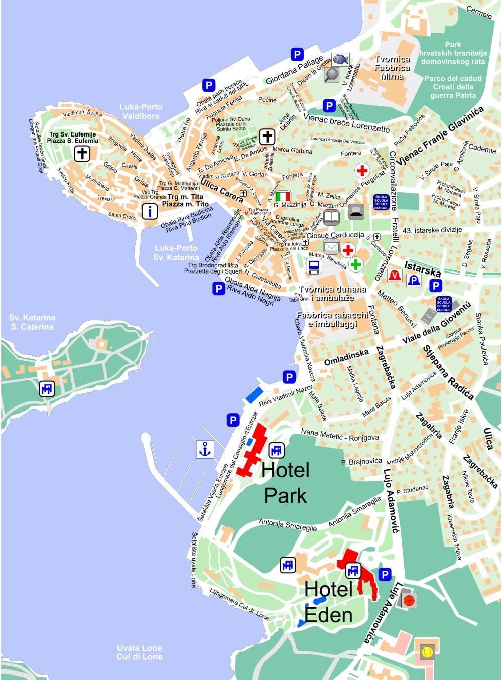 mapa mesta rovinj, chorvátsko
