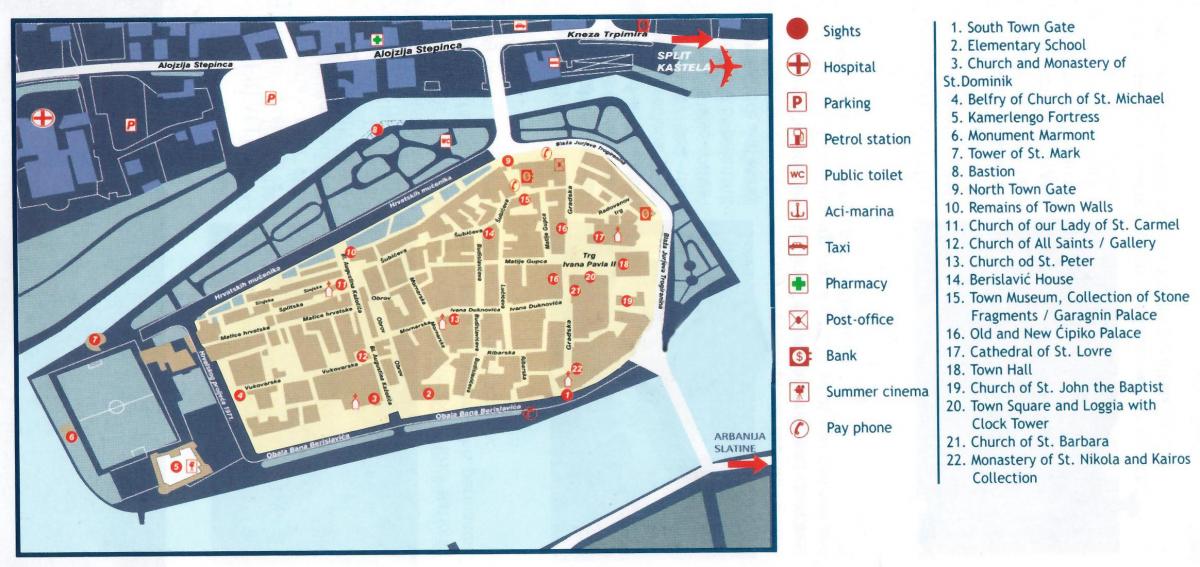chorvátsko trogir mapu