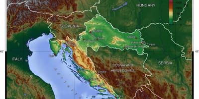 Mapa chorvátska topografické 