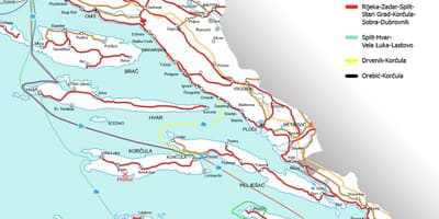 Mapa chorvátska ferry