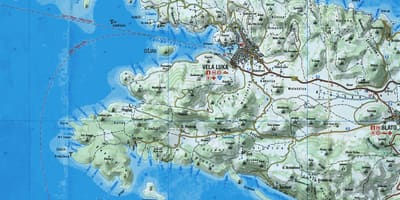 Mapa korčula, chorvátsko