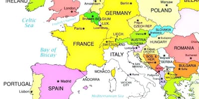 Mapa európy ukazuje chorvátsko