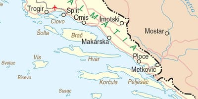 Mapa južnej chorvátsko