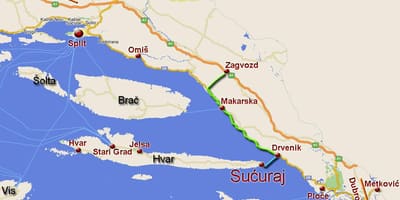 Mapa omiš chorvátsko
