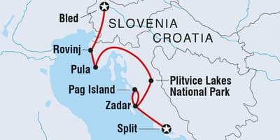 Plitvice v chorvátsku mapu