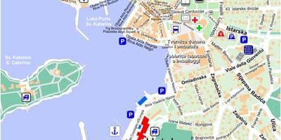 Mapa mesta rovinj, chorvátsko